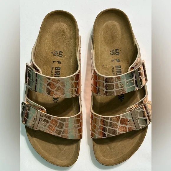 Birkenstock Women's Sandals Arizona Microfibre Gator Gleam Copper size 40